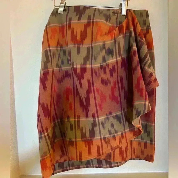 Lauren Ralph Lauren Cotton/Linen Geometric Pattern Wrap Skirt - Picture 2 of 5